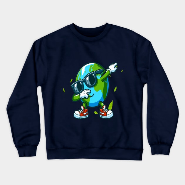 earth day 2024 funny earth Dabbing Crewneck Sweatshirt by WOLVES STORE